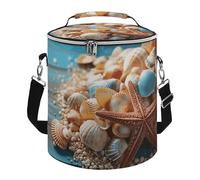 Sea Shells and Starfish Lunch Bag, 15L Portable Leakproof Picnic Basket with Shoulder Strap, Insulated Picnic Cooler Bag for Camping, Beach, Hiking & Groceries