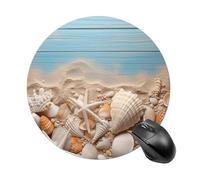Sea Shells and Starfish Mouse Pad - Ultra Thin, 7.8 Inch Round Mousepad with Non-Slip Rubber Base, Waterproof Mouse Mat for Office, Gaming