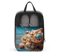 Sea Shells And Starfish Shoe Bag Waterproof & Breathable Shoe Pouch for Travel, Portable Carry Case for Sports Sneakers, Gym, Vacation