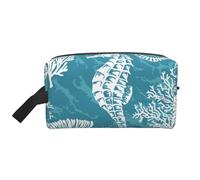 Sea Shells Seahorse CoralMakeup Trave Bag for Women,Cosmetic Large Capacity Organizer