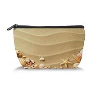 Sea Shellsby, Makeup Bag Cosmetic Bag for Women,Sea Shells on Sand,Large Capacity Makeup Bags Travel Toiletry Bag Accessories Organizer,Yellow
