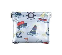 Sea Ship Lighthouse Women's Small Leather Coin Purse Wallet Portable Mini Makeup Bag for Women Girls, Sea Ship Lighthouse, 4.33"(L) x 3.74"(W) x 0.39"(H), Classic