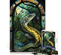 Sea Snake Stained Glass 1000 Piece Jigsaw Puzzles for Adults Teenagers Wise Think Toy Stress Relief Clear Cut (38x26cm)