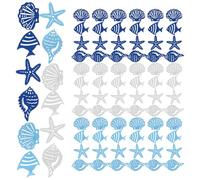 Sea Star and Shell Wood Slices 100pcs Wooden Ocean Themed Crafts | Coastal Decor, Fish Hanging Decoration, Sea Themed Hanging Ornaments, Wood Ornaments for Home