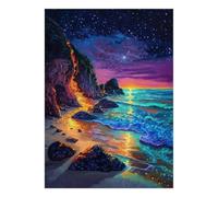 Sea Star Night 1000pcs Mini Puzzle For Adults Challenging | 70x50cm Cardboard Living Room Decor Durable Structure Birthday Gift Mind Relaxation