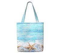 Sea Stars On Sea Salt,Reusable Grocery Bags Shopping Tote Bags Large Capacity Canvas Shoulder bag