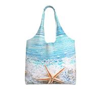 Sea Stars On Sea Salt,Reusable Tote Bags Grocery Bags Large Capacity Canvas Shopping Shoulder bag