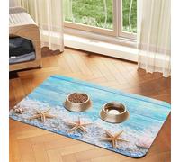 Sea Stars On Sea Salt,Waterproof Pet Feeding Mat,PU Leather Placemats for Cat Dog Water Bowl,Food Mats,30x45cm