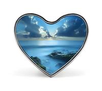 Sea Stones on Seaside Caribbean Shore Badge Heart Shape Cute Brooch Pins Button Badges for Backpack Jackets Hats Decor
