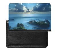 Sea Stones on Seaside Caribbean Shore Passport Holder Cover Wallet Travel Leather Passport Case for Women Men