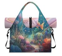 Sea Submarine World Oceans Sports Duffle Bag with Shoe Compartment Weekend Overnight Bags Tote Cabin Luggage Bag for Gym Yoga Travel