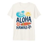 Sea Sun Aloha Hawaii Surfboard Turtle Tropical Beach Vibes Premium T-Shirt