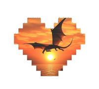 Sea Sunset Flying Dragon Building Brick Block Puzzle Heart Shaped, Personalized Picture Puzzles Photo Jigsaw Puzzles for Adults 3D Micro Building Blocks for Home Decor Bricks Set