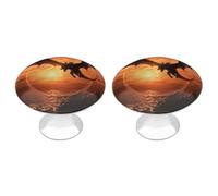 Sea Sunset Flying Dragon Cabinet Knobs, 2-Pack Silver Stainless Steel Drawer Pulls with Screws, Elegant Hardware for Dressers, Kitchen,Cabinets & Desks