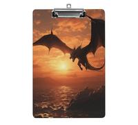 Sea Sunset Flying Dragon Clipboard, A4 Acrylic Clipboard with Hanging Hole, Ultra-Light Clip Board - Holds 100 Sheets, Shatterproof Document Holder for Office, 12.5" X 8.5"