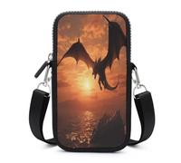 Sea Sunset Flying Dragon Crossbody Bag Adjustable，Phone Bag Detachable Shoulder Strap，Wallet for Daily Commuting, Can Be Worn Crossbody Or over The Shoulder.