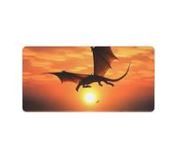 Sea Sunset Flying Dragon Desk Mat Non-Slip Office Desk Mat 23.6" X 11.8" Large Mouse Pad with Rubber Base Waterproof Desk Writing Pad for Office and Home