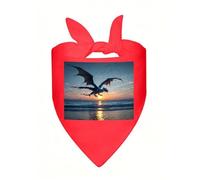 Sea Sunset Flying Dragon Dog Bandana Cute Soft Triangle Bibs Washable Kerchief Adjustable Dog Scarf Puppy Neckerchief Stylish Handkerchief Pet Bandana Pet Scarfs for Small Dogs Cat Pet Red-Style