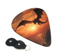 Sea Sunset Flying Dragon Guitar Plectrums, 6 Guitar Plectrums, Double Sided Printing, For Acoustic Guitar, Bass, Ukulele, Electric Guitar (0.46 Mm 0.71 Mm 0.96 Mm)