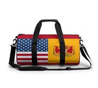 Sea Sunset Flying Dragon Gym Bag Small Travel Duffle Bag with Compartment Carry On Weekender Bag for Women Men, American Spain Flag, 17.7in/9in/9in
