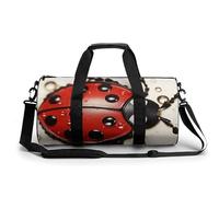 Sea Sunset Flying Dragon Gym Bag Small Travel Duffle Bag with Compartment Carry On Weekender Bag for Women Men, Beautiful Ladybug, 17.7in/9in/9in