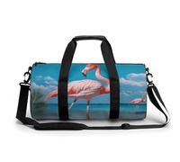 Sea Sunset Flying Dragon Gym Bag Small Travel Duffle Bag with Compartment Carry On Weekender Bag for Women Men, Flamingo in Water, 17.7in/9in/9in