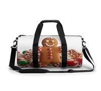 Sea Sunset Flying Dragon Gym Bag Small Travel Duffle Bag with Compartment Carry On Weekender Bag for Women Men, Gingerbread Man Candy, 17.7in/9in/9in