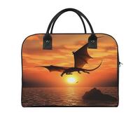 Sea Sunset Flying Dragon Laptop Tote Bag Casual Travel Handbag Multi Pocket Shoulder Bags for Work Travel