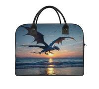 Sea Sunset Flying Dragon Laptop Tote Bag Casual Travel Handbag Multi Pocket Shoulder Bags for Work Travel
