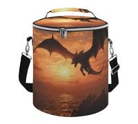 Sea Sunset Flying Dragon Lunch Bag, 15L Portable Leakproof Picnic Basket with Shoulder Strap, Insulated Picnic Cooler Bag for Camping, Beach, Hiking & Groceries
