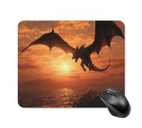 Sea Sunset Flying Dragon Mouse Pad Square Mouse Mat Non-Slip Rubber Base Mousepad Wireless Mice Mat for Gaming, Office & Home, Waterproof Mouses Mats for Laptop/Desktop 20 * 25cm