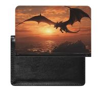 Sea Sunset Flying Dragon Passport Holder Passport Wallet Document Organizer Protector PU Leather Card Slot Travel Accessories