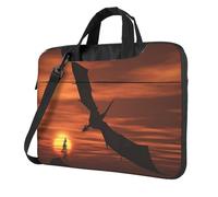 Sea Sunset Flying Dragon Print Laptop Bag 13 inch, Shockproof Computer Bags with Anti-Static Lining, Convertible Shoulder/Crossbody Carry for Office, School, Travel