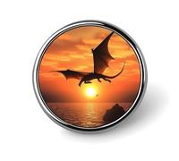 Sea Sunset Flying Dragon Round Badge Personalized Metal Lapel Pin Badges Fit Clothing Bags Hat Humorous Printed Brooch Badge Party Decorations Accessories for Men Women