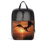 Sea Sunset Flying Dragon Shoe Bags Foldable Breathable Portable Shoe Puches Organizer Stylish Expandable Packing Travel Shoes Bags for Sneakers Gym Luggage Closet