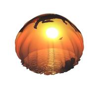 Sea Sunset Flying Dragon Shower Cap for Women Men Large Reusable Shower Bonnet Double-Layer Waterproof Bath Caps Elastic Band Hair Hat for All Hairstyles, Travel-Friendly