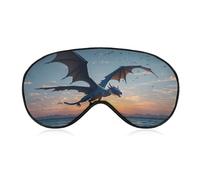 Sea Sunset Flying Dragon Sleep Mask Light Block-Out Eye Mask for Side Sleeper Pressure-Free Soft Night Blindfold with Adjustable Strap Breathable Sleep Eye Cover for Travel
