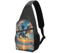 Sea Sunset Flying Dragon Sling Bag Crossbody Bags Chest Bag