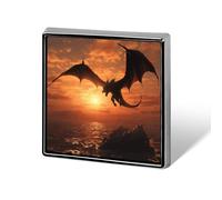 Sea Sunset Flying Dragon Suit Lapel Pin Fashion Lapel Pins for Men Women for Backpacks Funny Hat Brooch Pin Personalized Bag Lapels Badge Metal Novelty Buttons & Pins (Square)