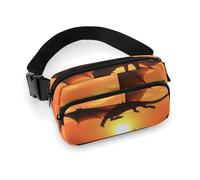 Sea Sunset Flying Dragon Waist Bag Fashion Fanny Bag with Adjustable Strap for Outdoor Workout Cycling Unisex, white, 20x13cm, Waist Bag