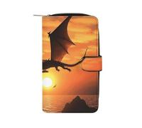 Sea Sunset Flying Dragon Wallet Multifunctional Wallets for Men Compact Wallet Purse Passport Bag