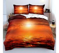 Sea surface 3D Printed King Duvet Cover - 100% Microfibre, Late Evening 3-Piece Bedding Set - Includes 2 Pillowcases, Soft & Breathable with Zip Closure & Corner Ties K851