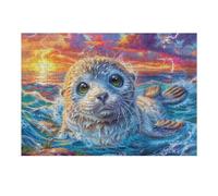 Sea Surface Seal 300 Pieces Jigsaw Puzzles Cute Pets Warm The Heart For Men Educational Decompression Adults Anxiety Memory Care Mothers Valentines Cardboard 300 PCS