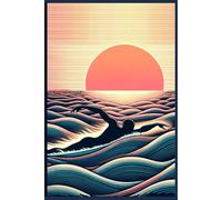 Sea swimming sunset notebook paperback: Sea swimming sunset lined 124 page journal-notebook paperback