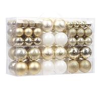 Sea Team 100 Pieces of Assorted Christmas Ball Ornaments Shatterproof Seasonal Decorative Hanging Baubles Set with Reusable Hand-held Gift Package for Holiday Xmas Tree Decorations, Gold