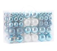 Sea Team 100 Pieces of Assorted Christmas Ball Ornaments Shatterproof Seasonal Decorative Hanging Baubles Set with Reusable Hand-held Gift Package for Holiday Xmas Tree Decorations, Babyblue