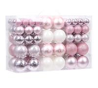 Sea Team 100 Pieces of Assorted Christmas Ball Ornaments Shatterproof Seasonal Decorative Hanging Baubles Set with Reusable Hand-held Gift Package for Holiday Xmas Tree Decorations, Pink