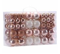 Sea Team 100 Pieces of Assorted Christmas Ball Ornaments Shatterproof Seasonal Decorative Hanging Baubles Set with Reusable Hand-held Gift Package for Holiday Xmas Tree Decorations, Rose Gold