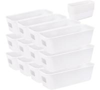 Sea Team 12-Piece Set White Storage Box with Lid 23x9x7cm Stackable Organizer