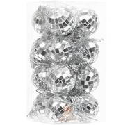 Sea Team 16 Pcs 3cm/1.18 Inch Silver Mirror Disco Balls Christmas Tree Bauble Hanging Ball - Perfect for Christmas Decor, Tree Ornament, Disco Party Decoration.